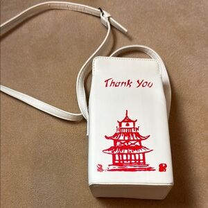 White Bag with Red Pagoda Design